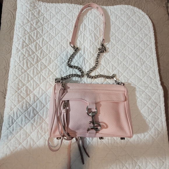 Rebecca Minkoff Pink Pebbled Mate Leather Mini MAC rossbody Bag Adjustable Strap - Picture 3 of 12